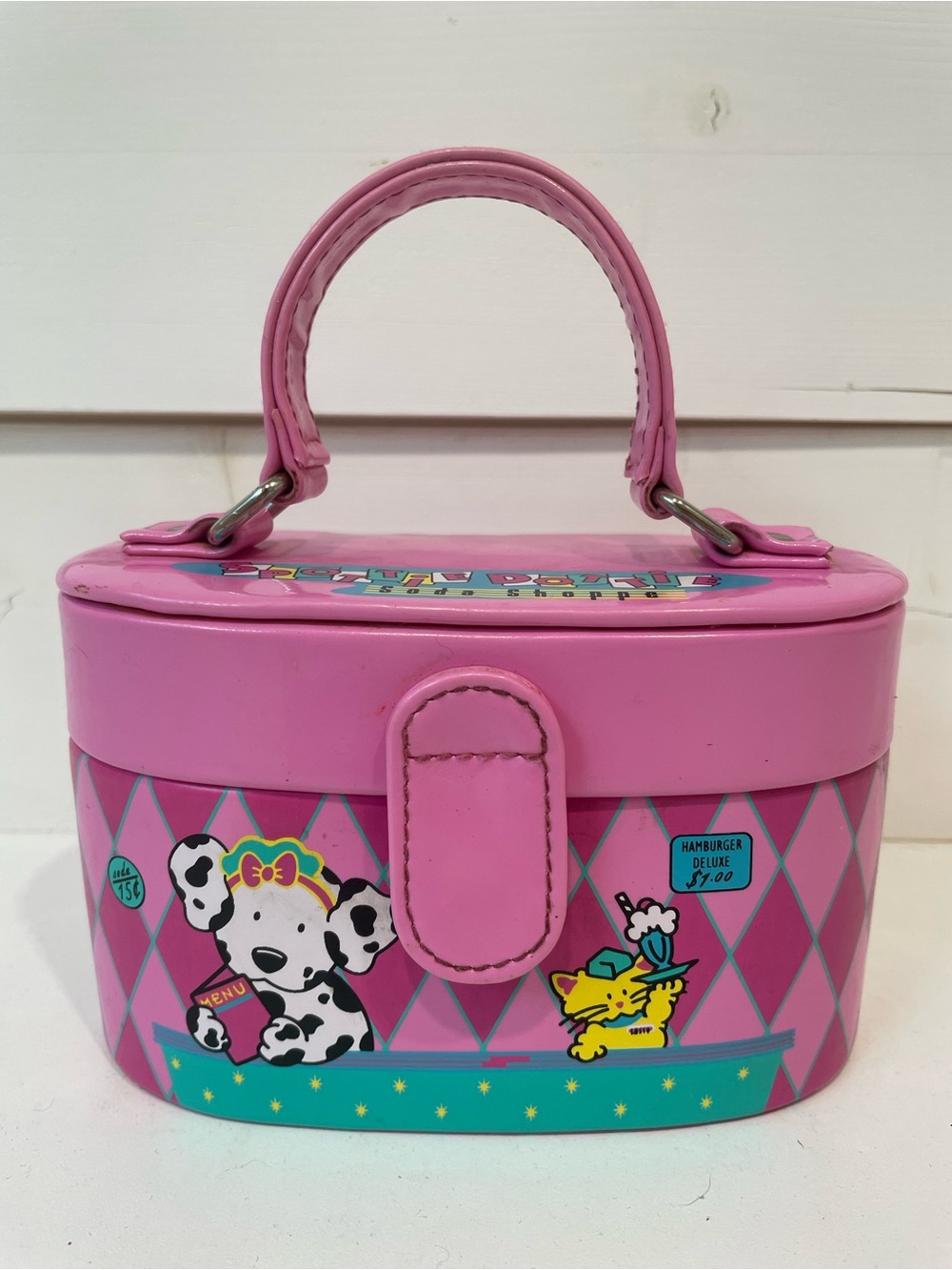 Sanrio Spottie Dottie Vintage 1990s Soda Shop Dog Vinyl Carrier Case Dalmatian